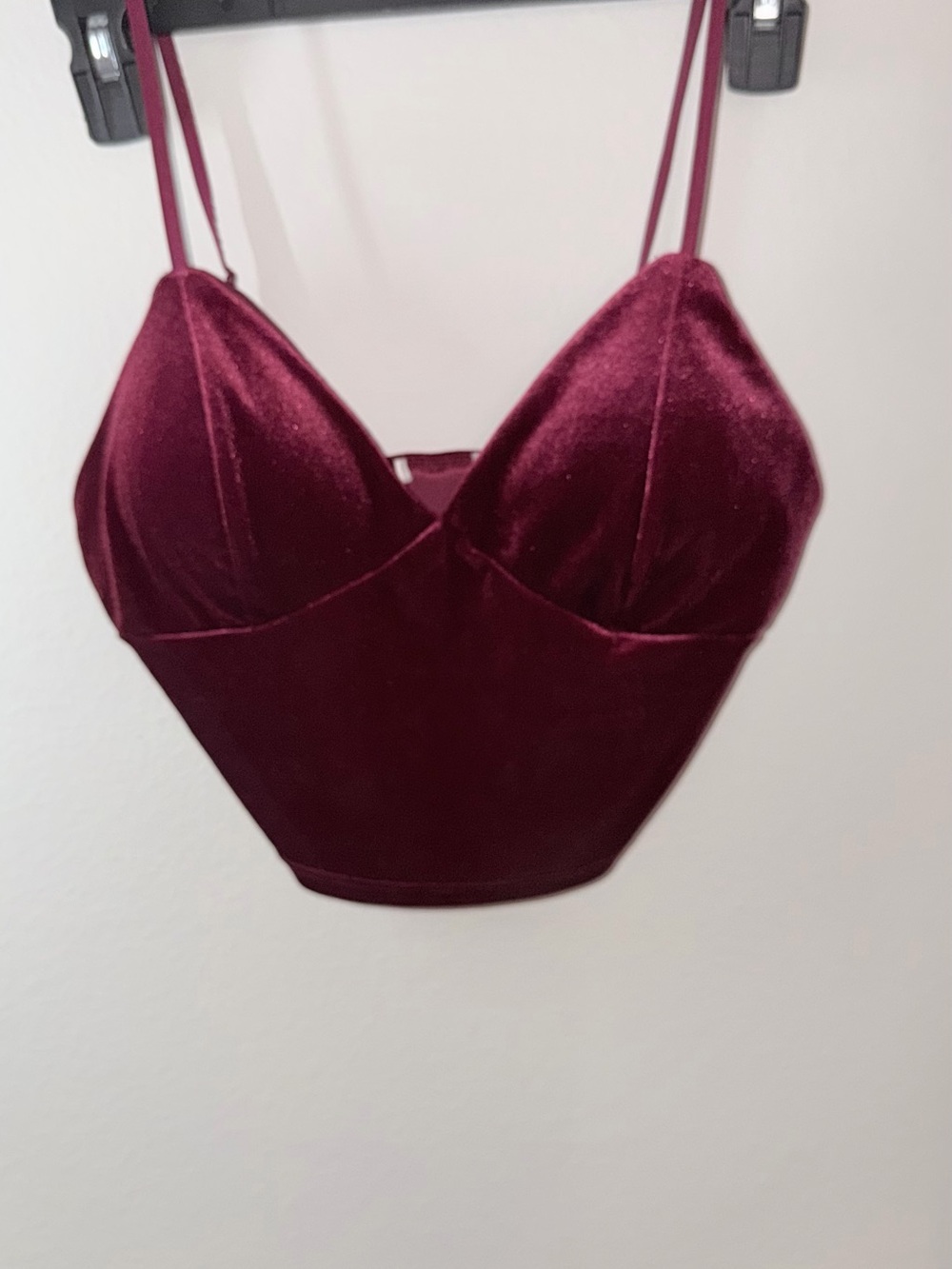 Velvet Bustier Cami Top - Burgundy